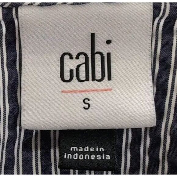 Cabi #5727 Top Blouse Women's Size S Small Navy White Seersucker Lace Cap Sleeve - Picture 7 of 15